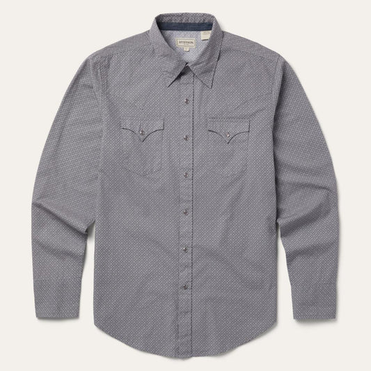 Diamond Print Western Shirt Grey | Men Stetson Modern Cut