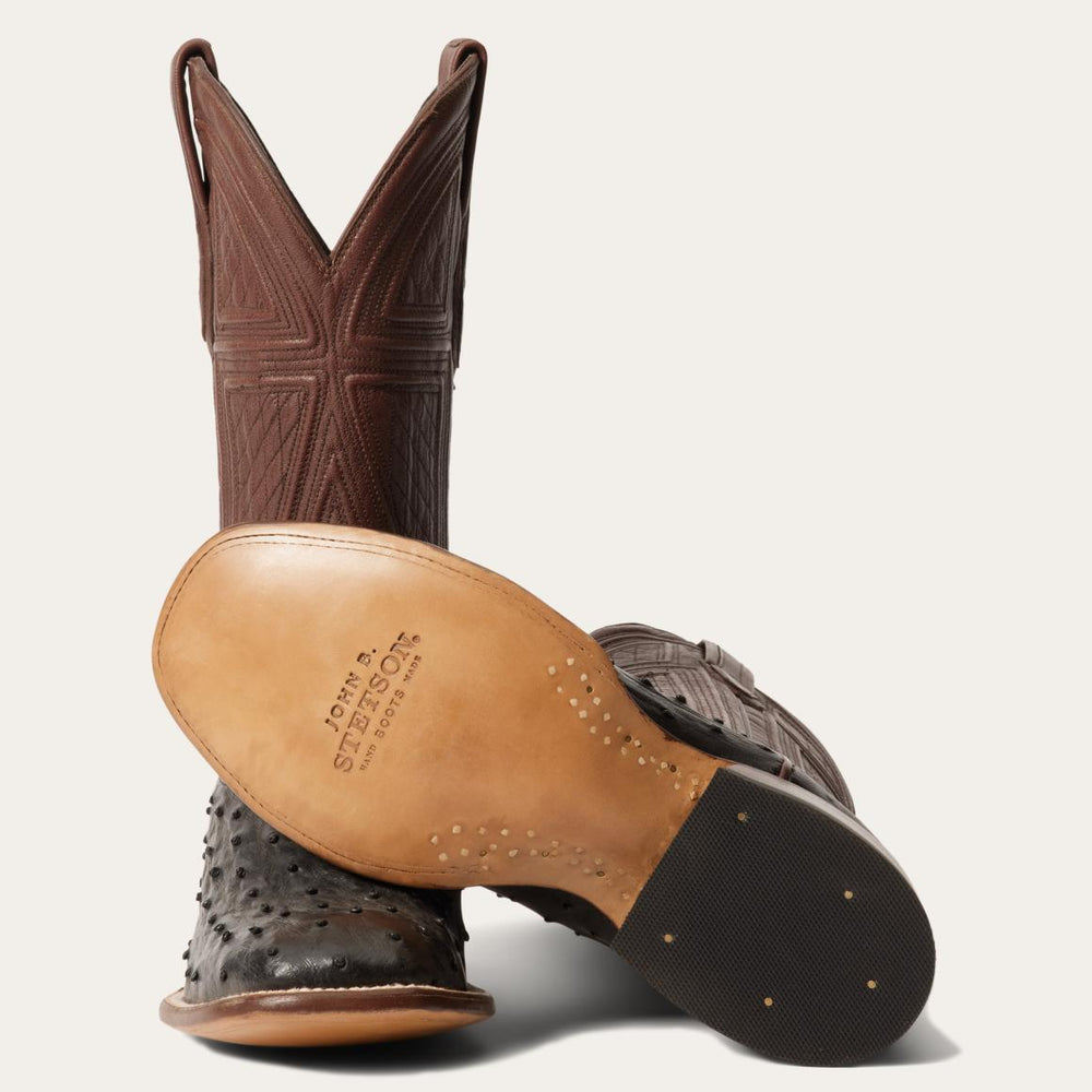 Dillon Ostrich Boots Black | Men Stetson Western