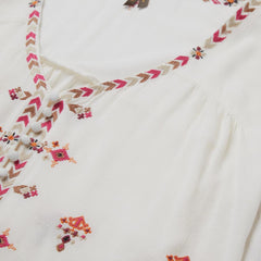 Dobby Peasant Blouse White | Women Stetson Blouses