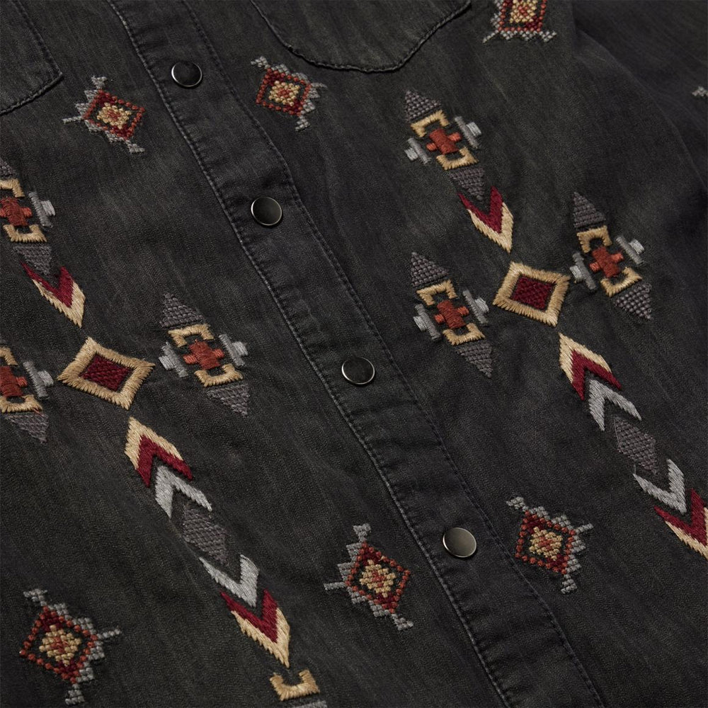 Embroidered Black Denim Shirt Dress Black | Women Stetson Mini
