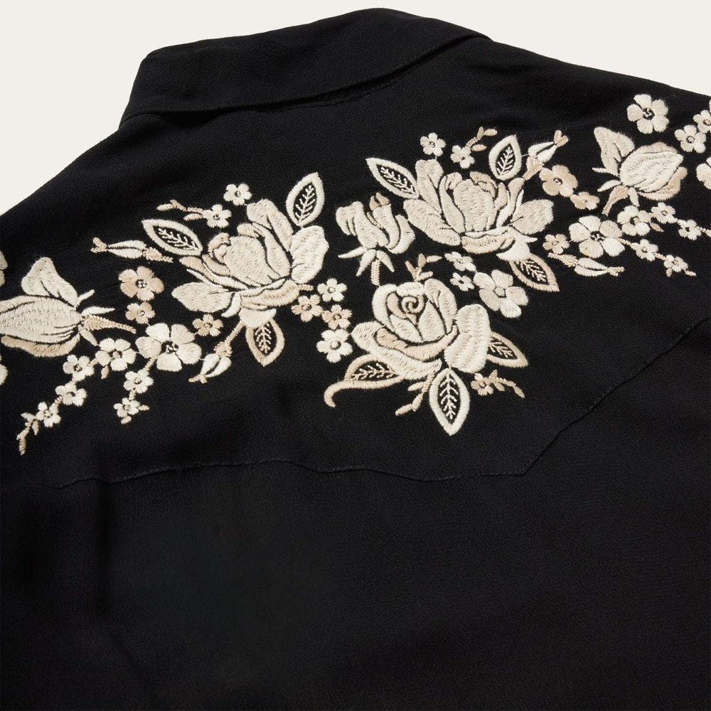 Embroidered Crepe Western Shirt Black | Women Stetson Western Shirts