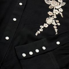 Embroidered Crepe Western Shirt Black | Women Stetson Western Shirts