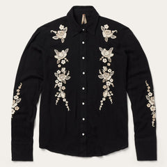 Embroidered Crepe Western Shirt Black | Women Stetson Western Shirts