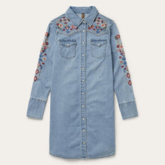 Embroidered Denim Shirt Dress Blue | Women Stetson Mini