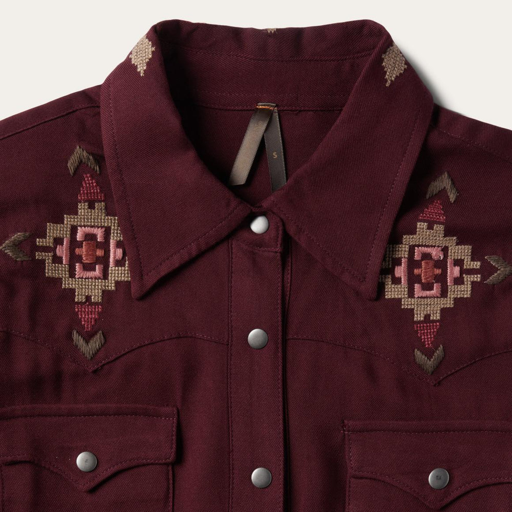 Embroidered Shirt Dress Wine | Women Stetson Mini
