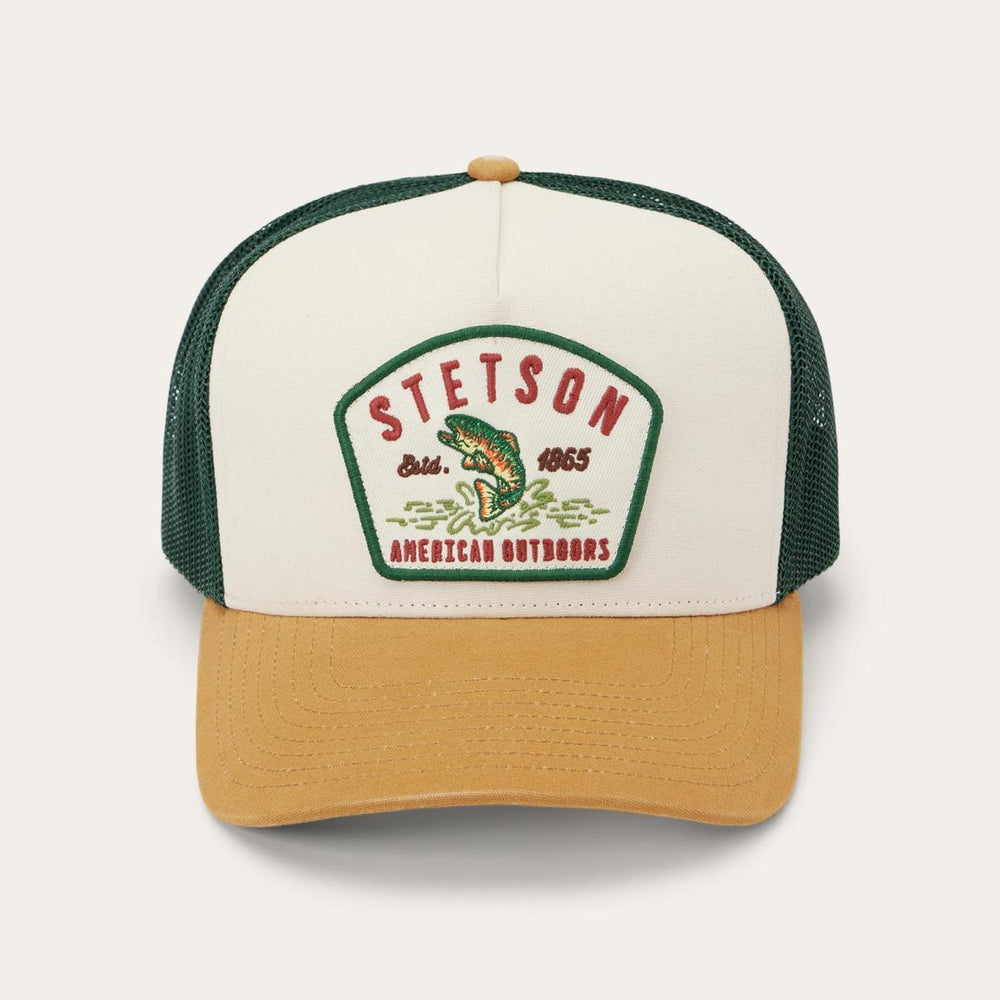 Fishing Patch Trucker Cap Off White / Tan / Green | Men/Women Stetson Caps & Truckers