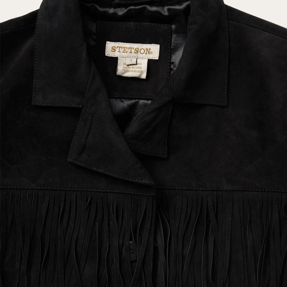 Fringe Suede Jacket Black | Women Stetson Jackets