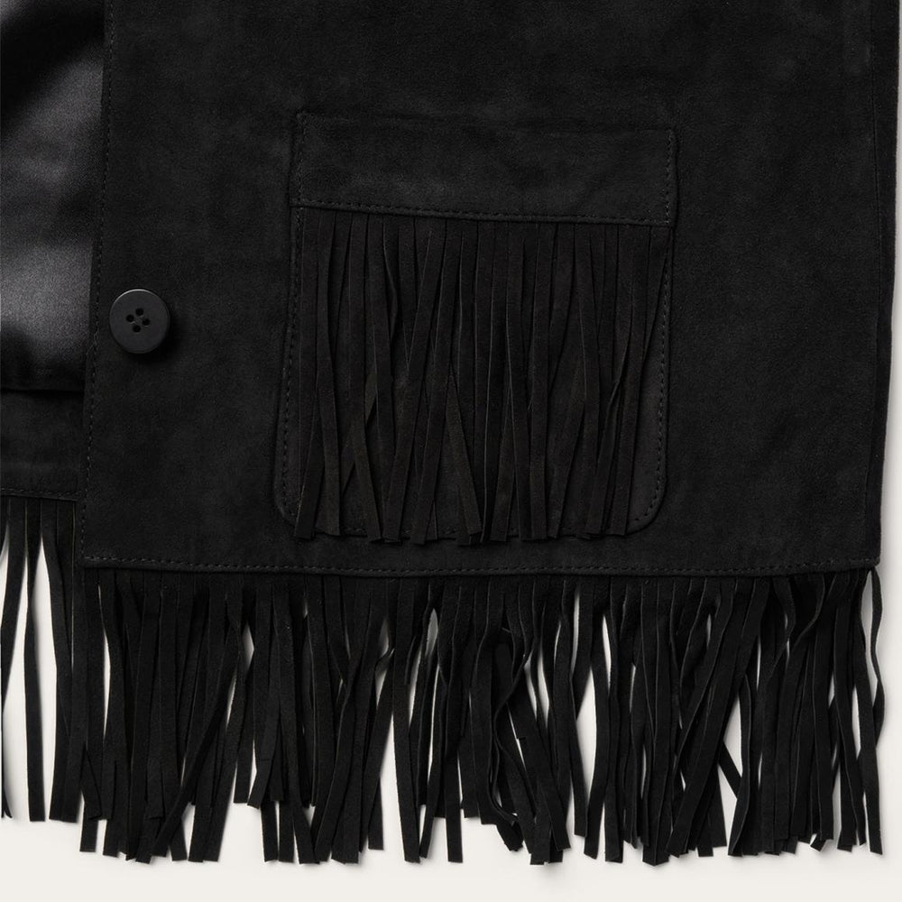 Fringe Suede Jacket Black | Women Stetson Jackets