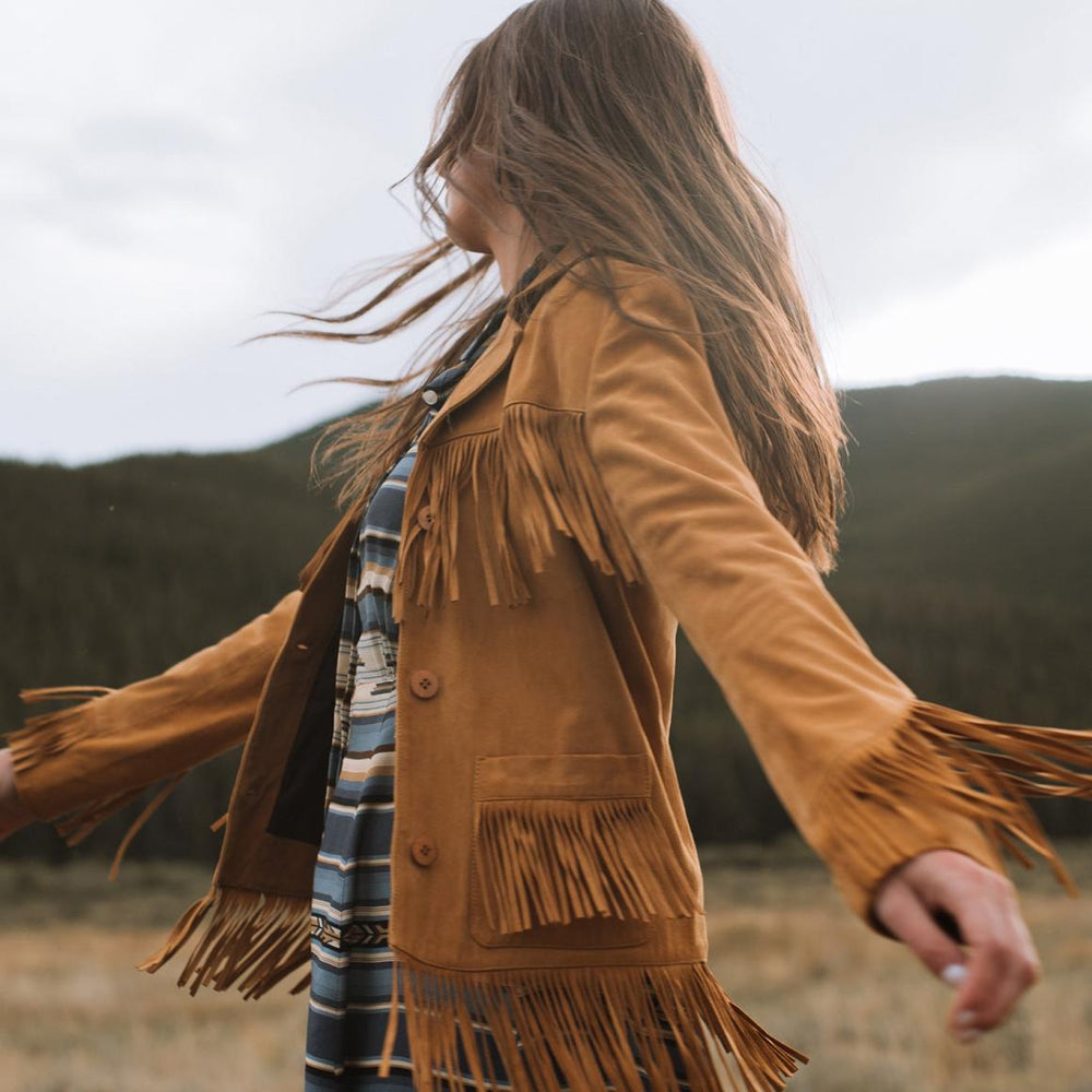Fringe Suede Jacket Tan | Women Stetson Fringe Jackets