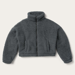 Fuzzy Teddy Bear Fleece Jacket Grey | Women Stetson Jackets