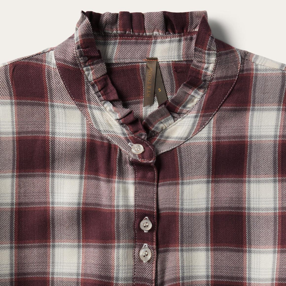 Gaucho Plaid Prairie Shirt Dress Wine | Women Stetson Midi