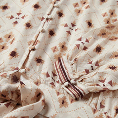 Gaucho Print Herringbone Blouse White | Women Stetson Blouses