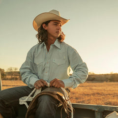 Geo Western Shirt Blue | Men Stetson Western Shirts