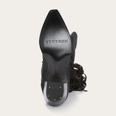 Glam Over-The-Knee Fringe Boot Black Leather | Women Stetson Western