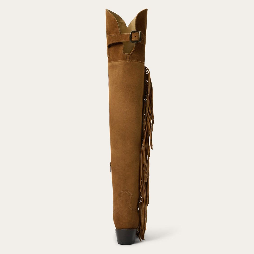 Glam Over-The-Knee Fringe Boot Tan Suede | Women Stetson Western