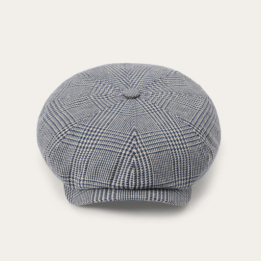 Glen Check Silk/Cotton 8-Panel Cap Blue Check | Men/Women Stetson Caps & Truckers