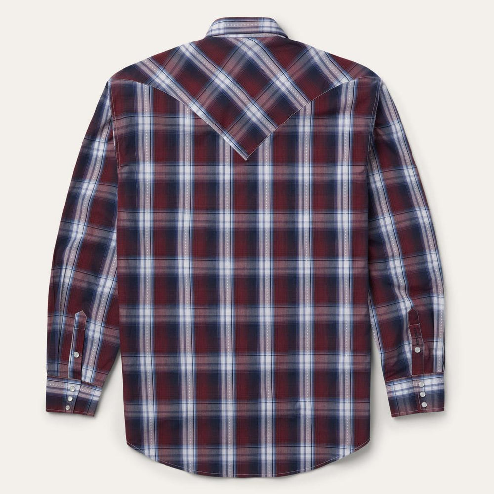 Good Luck Plaid Western Shirt Wine | Men Stetson Western Shirts