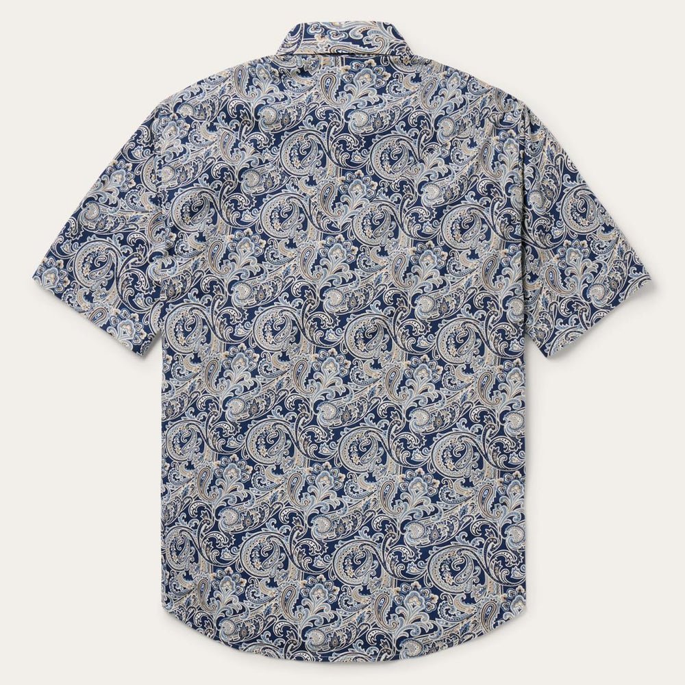 Greenspring Paisley Short Sleeve Western Shirt Blue | Men Stetson Western Shirts