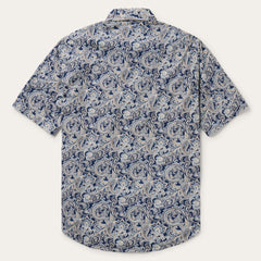 Greenspring Paisley Short Sleeve Western Shirt Blue | Men Stetson Western Shirts