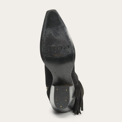 Halle Suede Fringe Side Zip Boot Black | Women Stetson Shorties