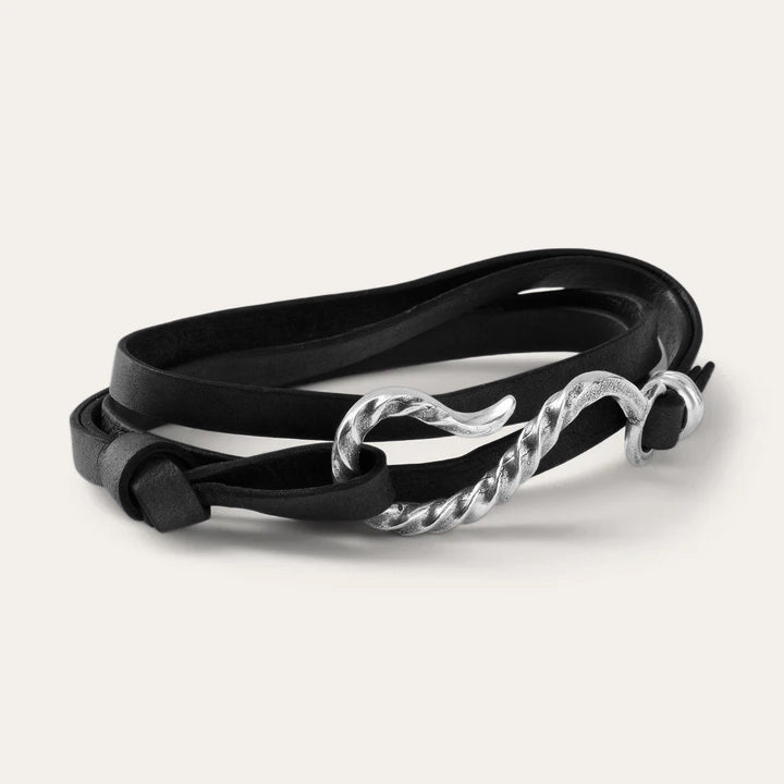 Hook Leather Bracelet Black Leather | Men/Women Stetson Jewelry