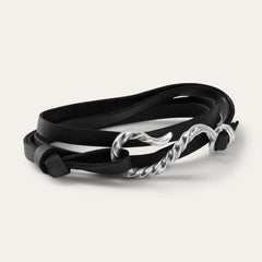 Hook Leather Bracelet Black Leather | Men/Women Stetson Jewelry