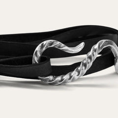 Hook Leather Bracelet Black Leather | Men/Women Stetson Jewelry
