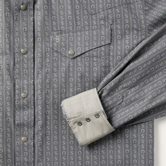Horseshoe Stripe Print Shirt Grey | Men Stetson Classic Cut