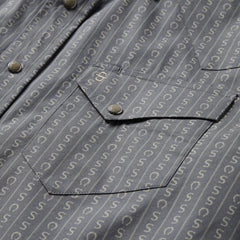 Horseshoe Stripe Print Shirt Grey | Men Stetson Western Shirts