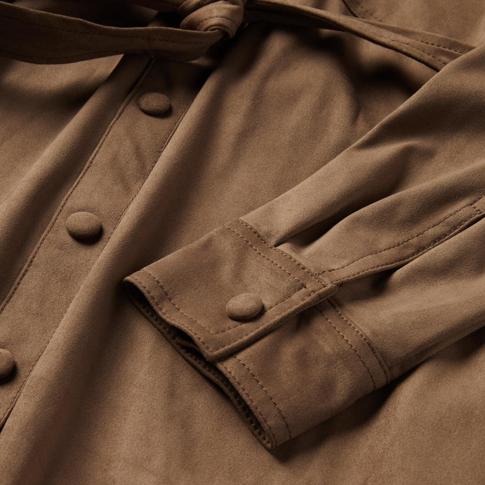 Khaki Suede Western Shirt Tan | Women Stetson Western Shirts