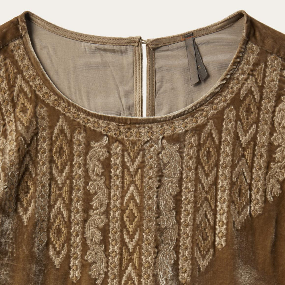 Khaki Velvet Babydoll Dress Copper | Women Stetson Mini