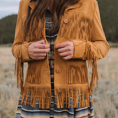 Lamb Suede Fringed Jacket Brown | Women Stetson Jackets