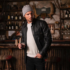 Leather Western Shirt Jacket Black | Men Stetson Jackets