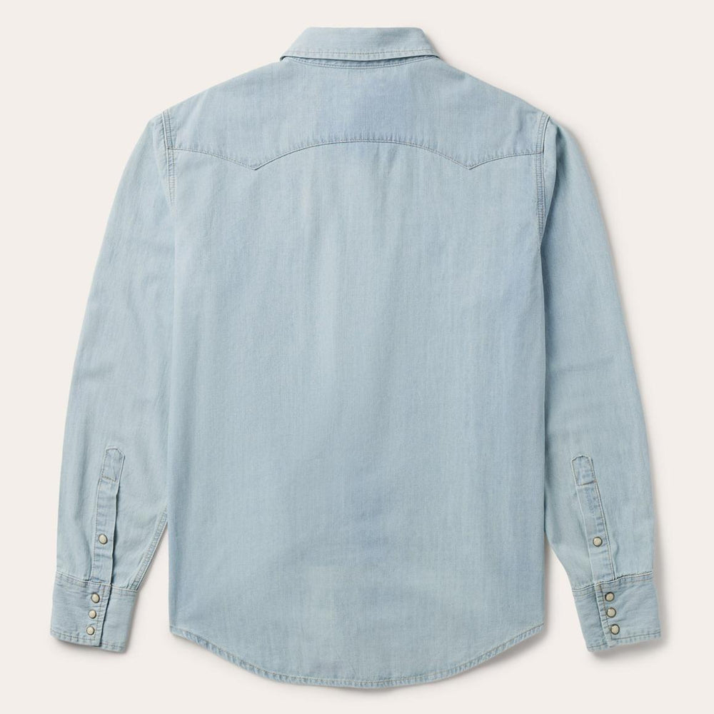 Light Blue Denim Western Shirt Blue | Men Stetson Denim Shirts
