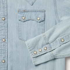 Light Blue Denim Western Shirt Blue | Men Stetson Western Shirts