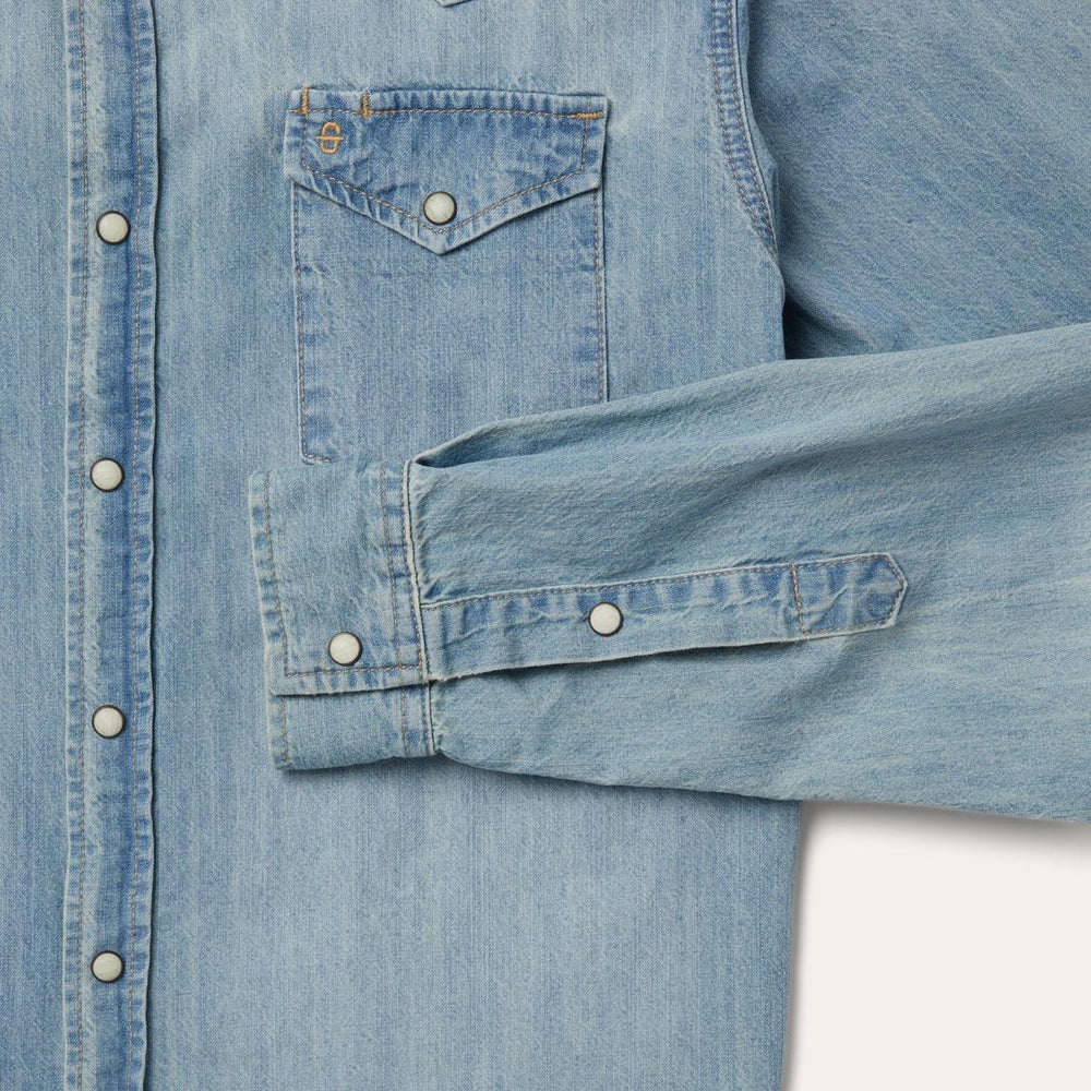 Long-Sleeved Denim Shirt Blue | Men Stetson Denim Shirts