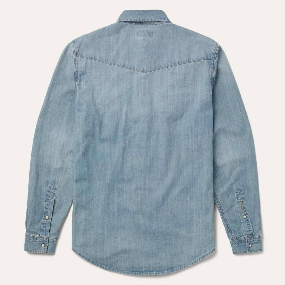 Long-Sleeved Denim Shirt Blue | Men Stetson Denim Shirts