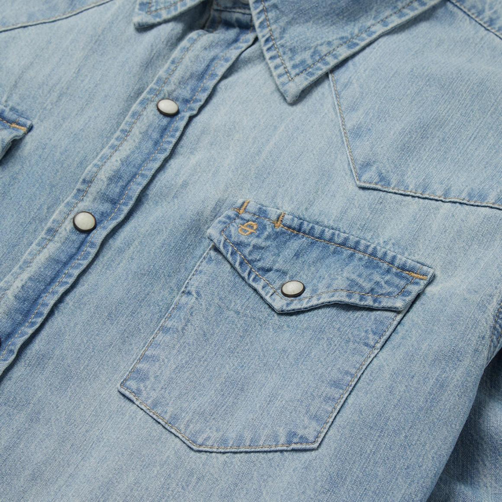 Long-Sleeved Denim Shirt Blue | Men Stetson Modern Cut