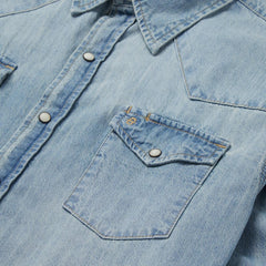 Long-Sleeved Denim Shirt Blue | Men Stetson Modern Cut