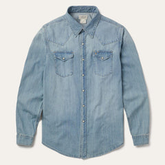 Long-Sleeved Denim Shirt Blue | Men Stetson Western Shirts