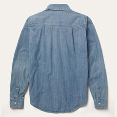 Long-Sleeved Denim Shirt Blue | Women Stetson Denim Shirts