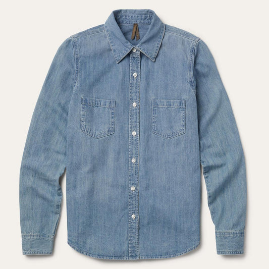 Long-Sleeved Denim Shirt Blue | Women Stetson Denim Shirts