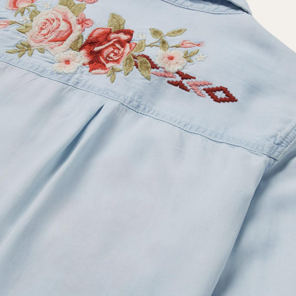 Long-Sleeved Embroidered Shirt Blue | Women Stetson Denim Shirts