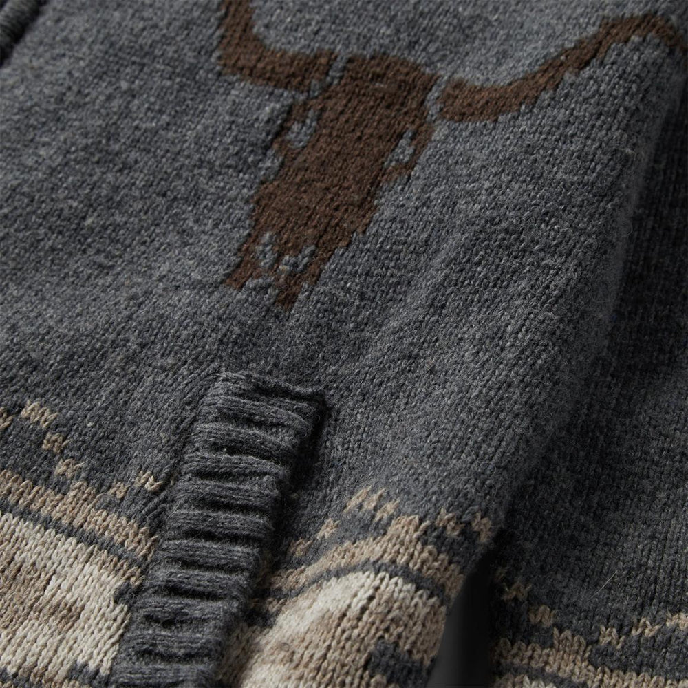 Longhorn Cardigan Grey | Men Stetson Sweaters & Hoodies