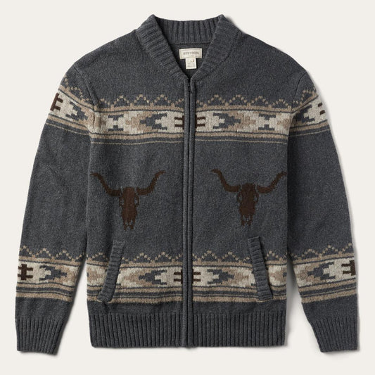 Longhorn Cardigan Grey | Men Stetson Sweaters & Hoodies