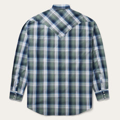 Lucky Diamond Plaid Western Shirt Green | Men Stetson Western Shirts