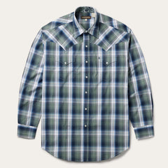 Lucky Diamond Plaid Western Shirt Green | Men Stetson Western Shirts