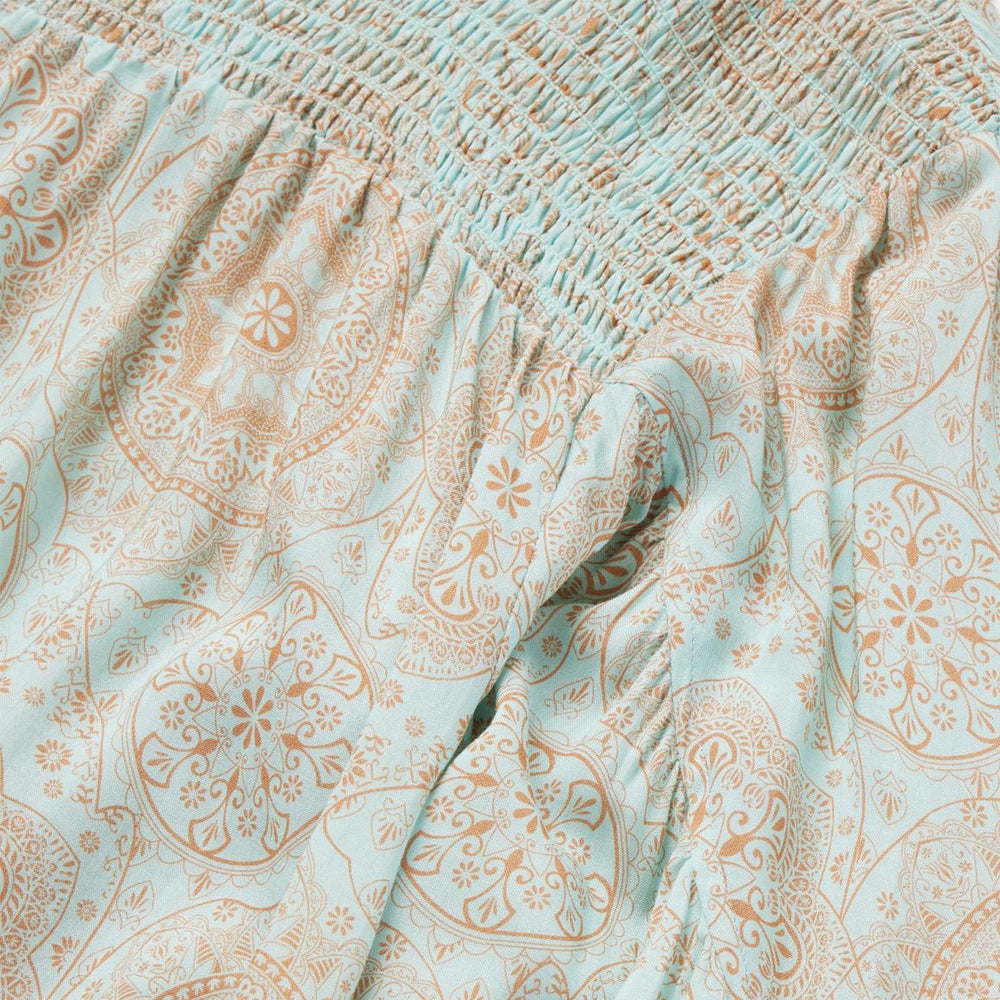 Mandala Print Peasant Blouse Blue | Women Stetson Blouses