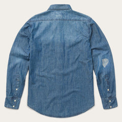 Medium Blue Denim Shirt Blue | Men Stetson Classic Cut