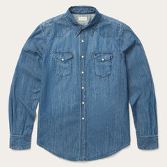 Medium Blue Denim Shirt Blue | Men Stetson Classic Cut